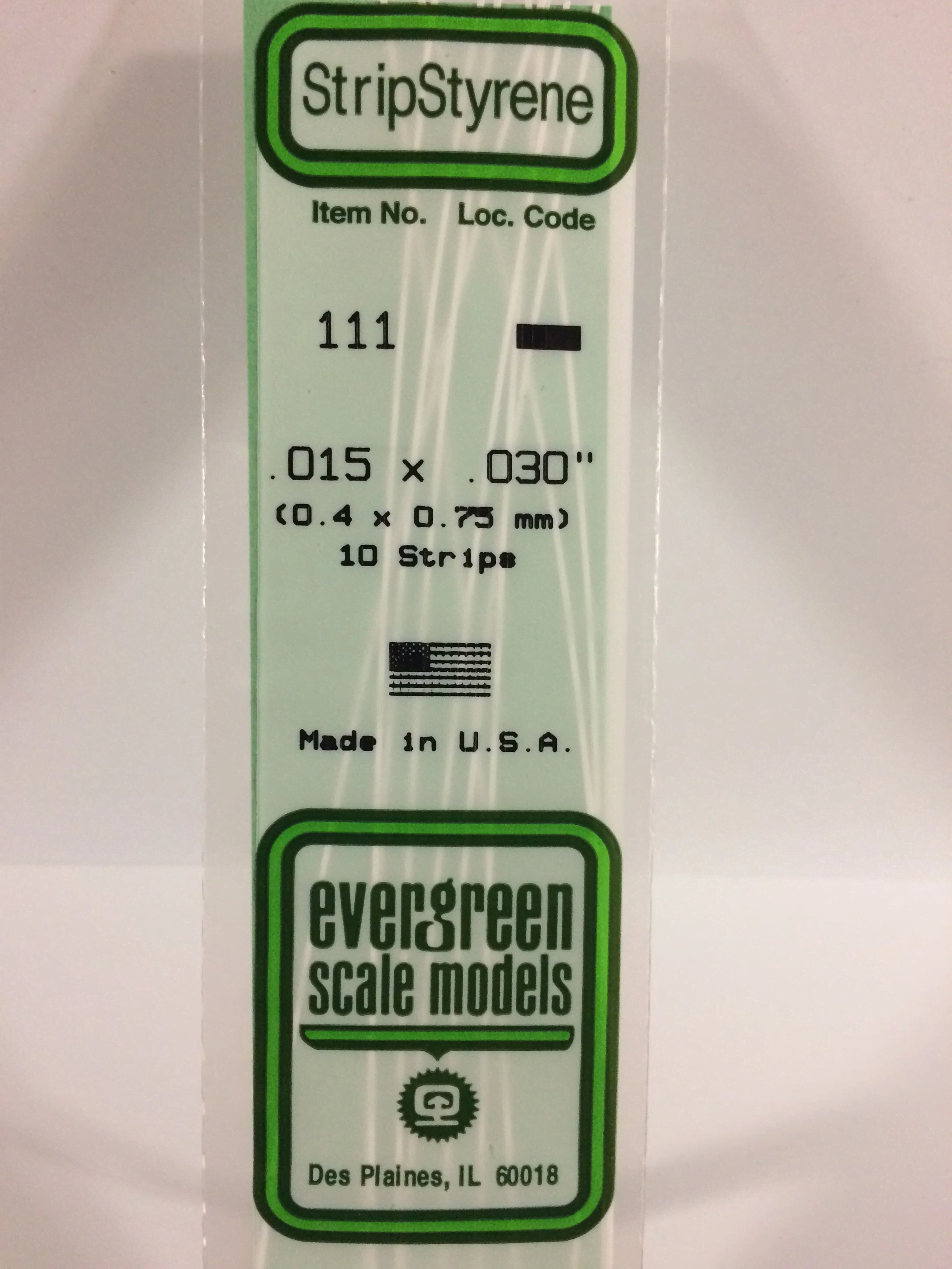 Evergreen 111 .38 x .75mm Strips 10x