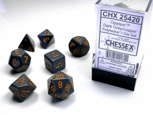 Chessex Polyhedral Set (7) Opaque Dark Grey/Copper