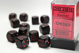 Chessex 16mm d6 Set (12) Opaque Black/Red