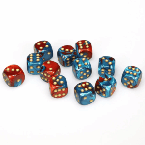 Chessex 16mm d6 Set (12) Gemini Red Teal/Gold