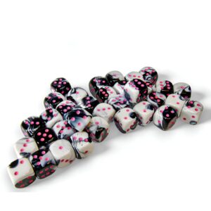 Chessex 12mm d6 Set (36) Gemini Black-White/Pink