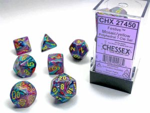 Chessex Polyhedral Set (7) Festive Mosaic/Yellow