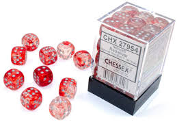 Chessex 12mm d6 Set (36) Nebula Red/Silver