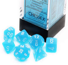 Chessex Mini-hedral Set (7) Frosted Caribbean Blue/White