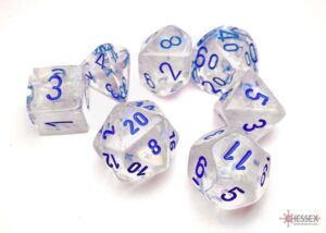 Chessex Mega-hedral Set (7) Borealis Icicle with light blue Luminary