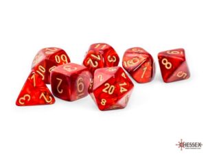 Chessex Mega-hedral Set (7) Scarab Scarlet/gold