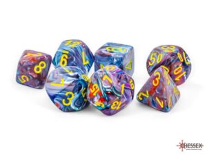 Chessex Mega-hedral Set (7) Festive Mosaic with yellow