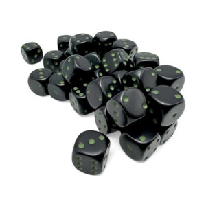 Chessex 12mm d6 Set (36) Opaque Black/Green