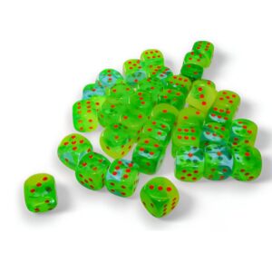 Chessex 12mm d6 Set (36) Gemini  Plasma Luminary Green-Teal/Orange
