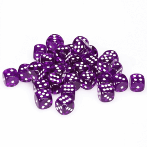 Chessex 12mm d6 Set (36) Translucent Purple/White