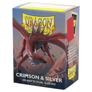 Dragon Shield Dual Matte Sleeves - Crimson and Silver