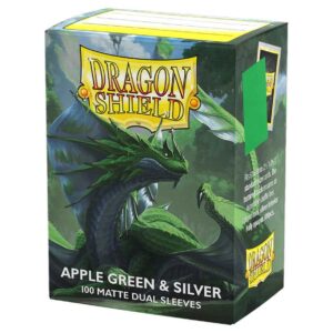 Dragon Shield Dual Matte Sleeves - Apple Green and Silver
