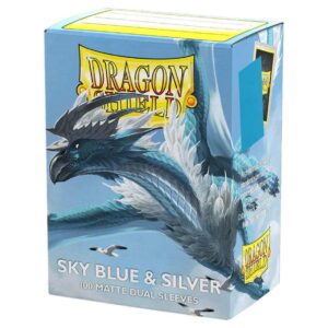 Dragon Shield Dual Matte Sleeves - Sky Blue and Silver